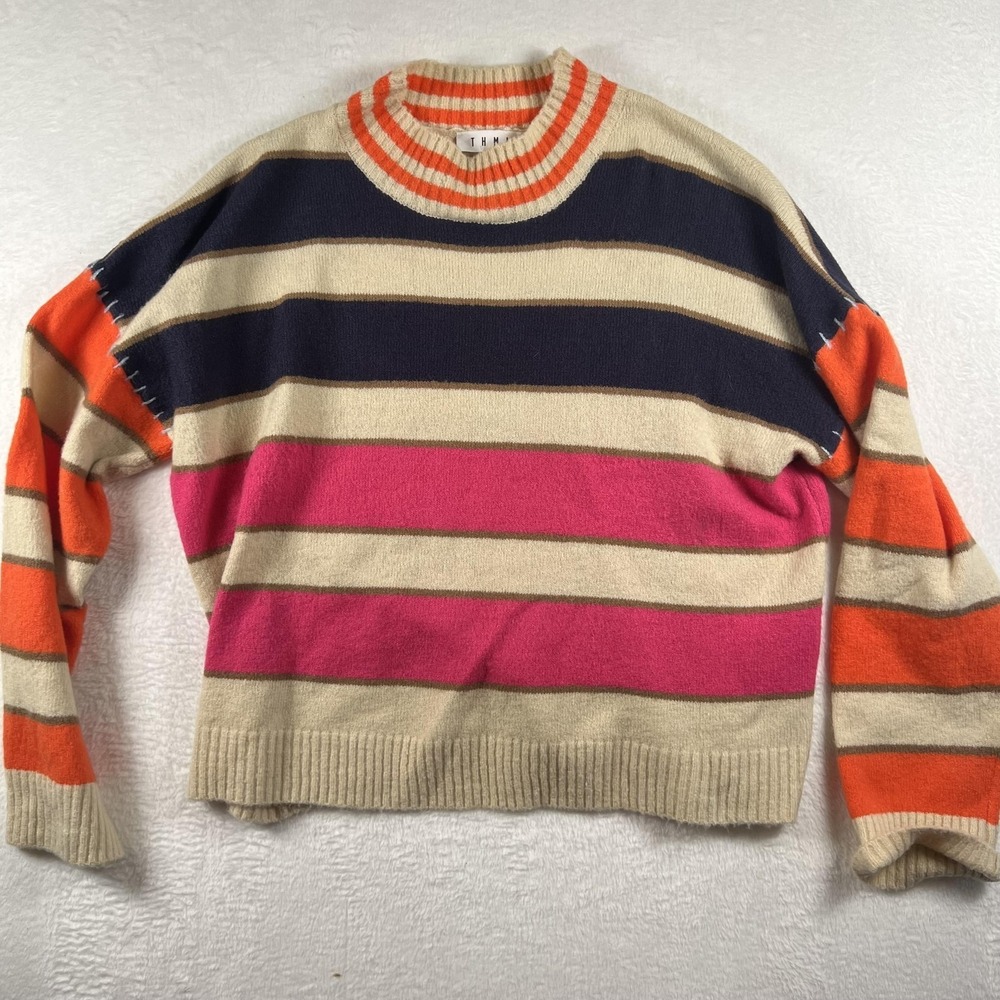 THML Anthropology Sweater Womens Medium Multicolor‎ Striped Colorblock Crewneck